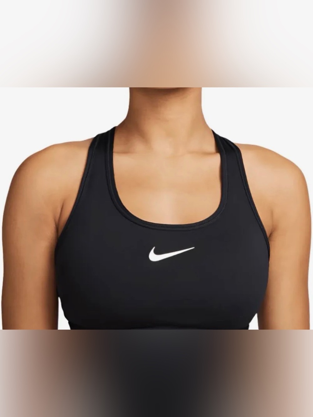 Nike Black Dri-Fit Racerback Swoosh Sports Bra l L l Excellent Condition